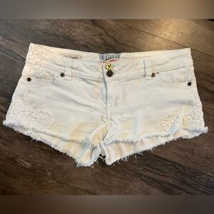Denim White Cici Shorts with Lace